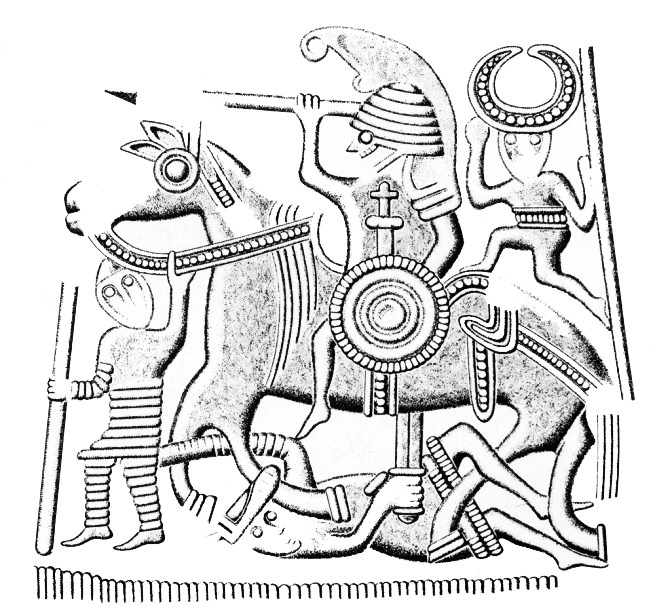 Jezdec na panelu z desi�ky Valsg&auml;rde 8.