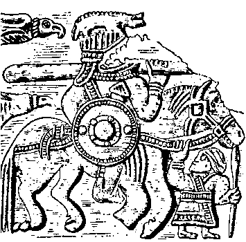 Jezdec na panelu z desi�ky helmy Vendel I.