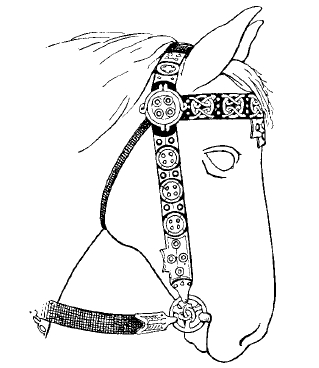 Rekonstruovan&aacute; podoba uzde�ky z hrobu Vendel III.